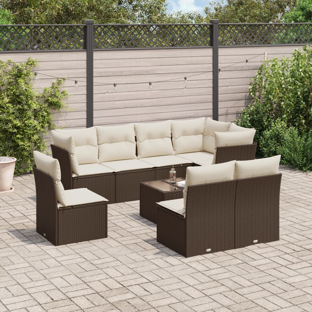 vidaXL 8-piece Lounge Set with Cushions Poly Rattan Black