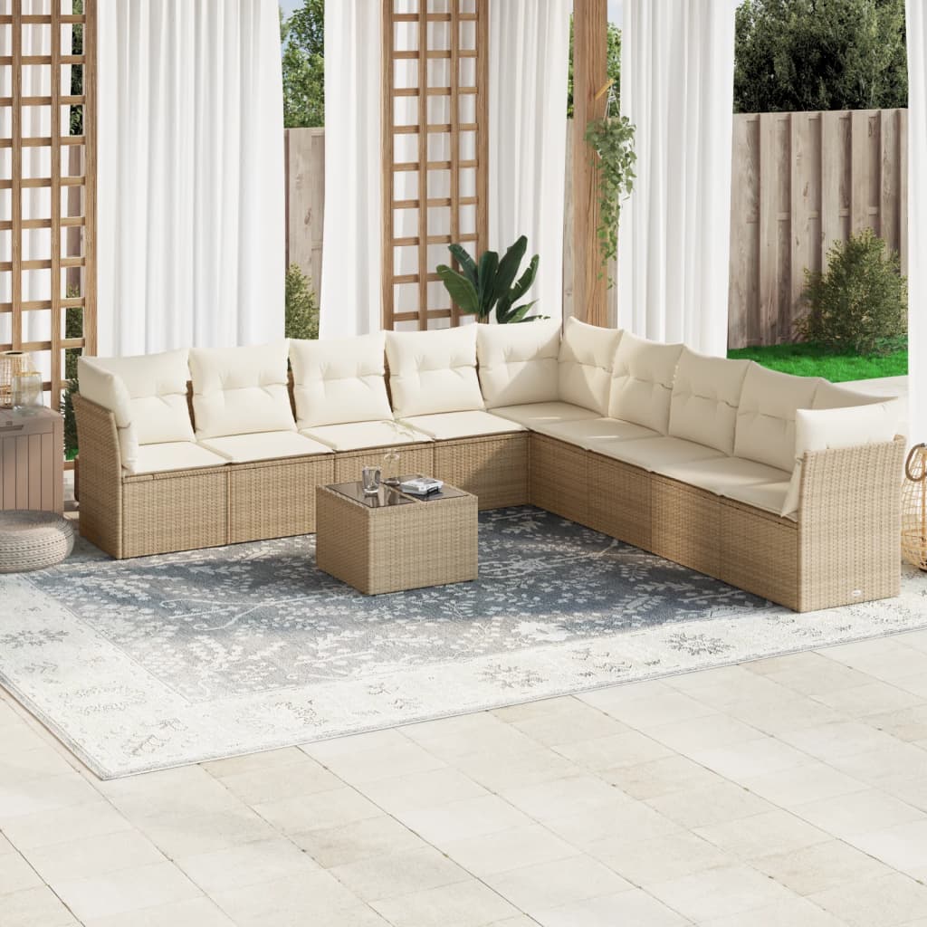 vidaXL 9-piece Poly Rattan Lounge Set with Cushions Black