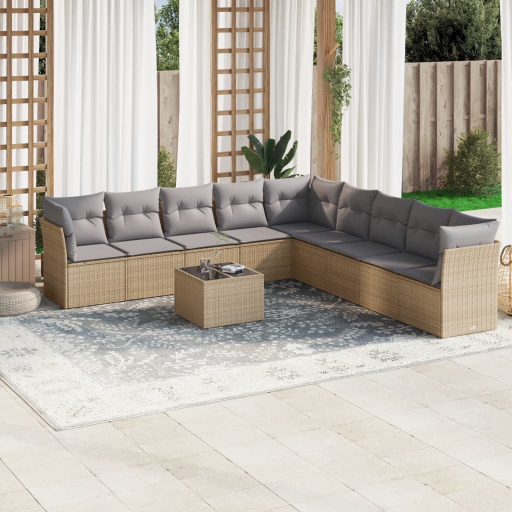 vidaXL 9-piece Poly Rattan Lounge Set with Cushions Black