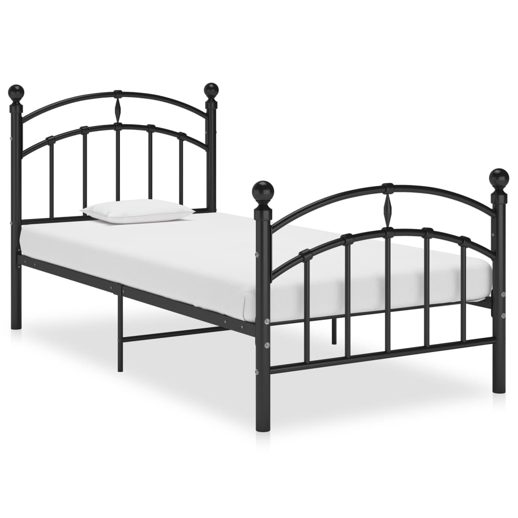 vidaXL Bedframe metaal grijs 90x200 cm