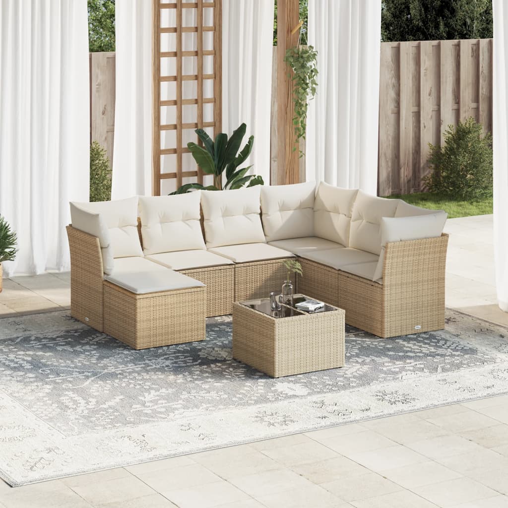 vidaXL 7-delige Loungeset met kussens poly rattan zwart
