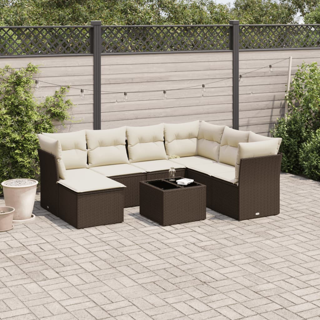 vidaXL 7-delige Loungeset met kussens poly rattan zwart