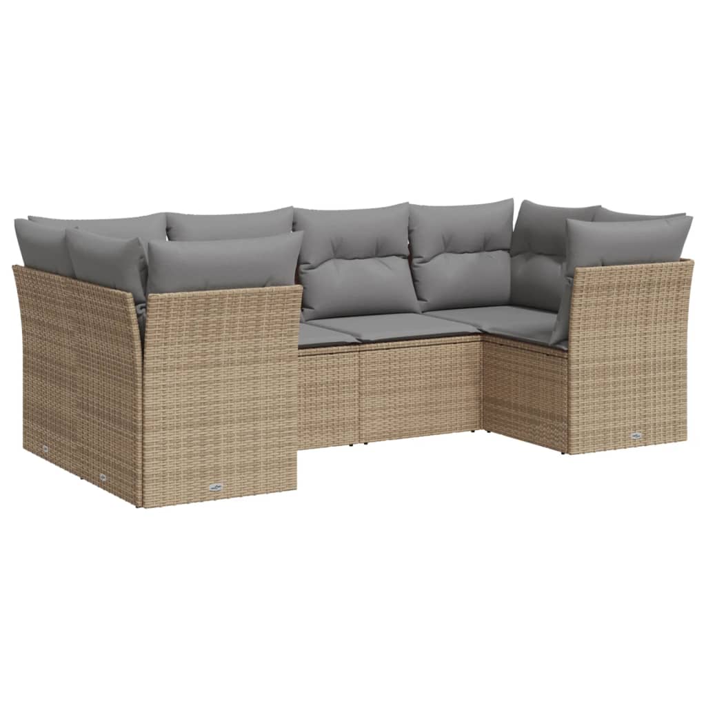 vidaXL 6-piece Lounge Set with cushions poly rattan black