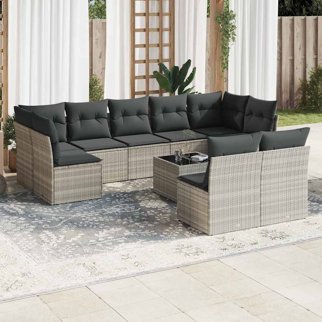 vidaXL 9-delige Loungeset met kussens poly rattan zwart