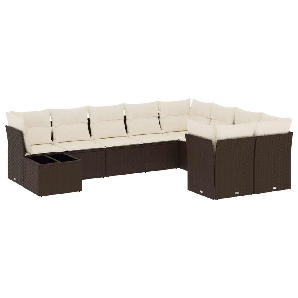 vidaXL 10-piece Lounge Set with Cushions Poly Rattan Black