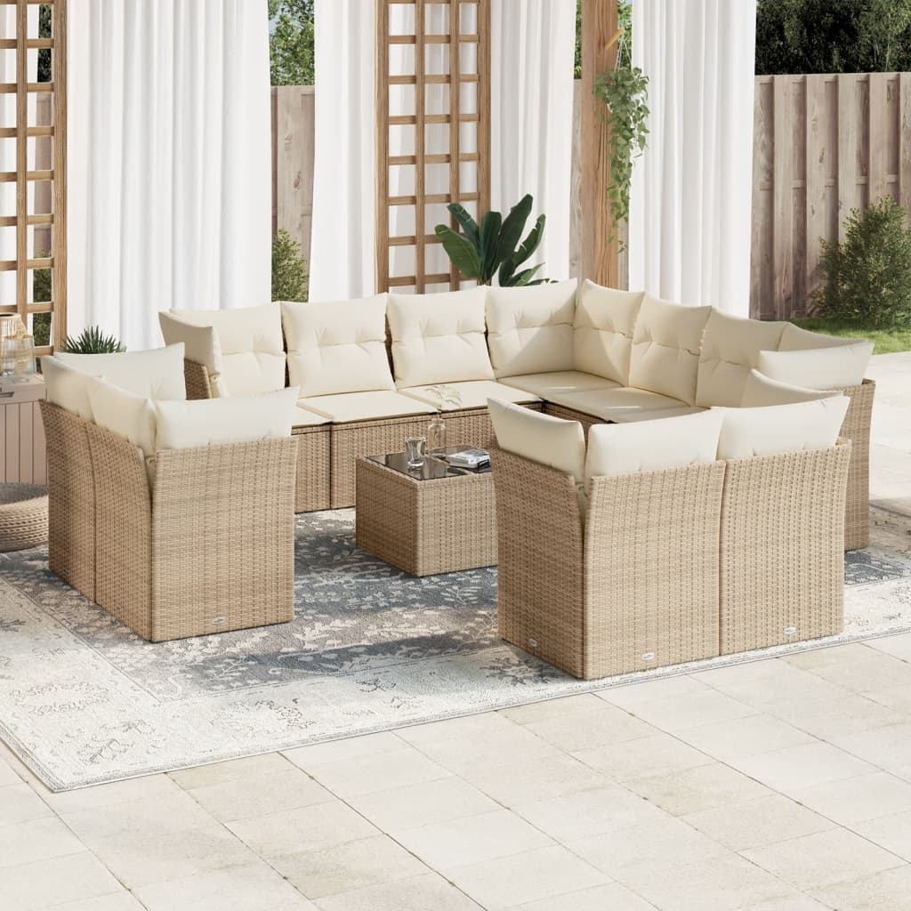 vidaXL 11-delige Loungeset met kussens poly rattan zwart