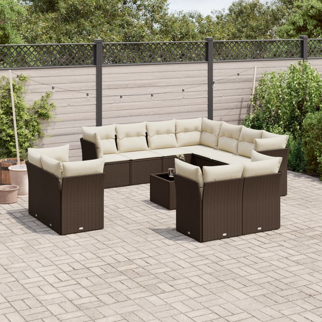 vidaXL 11-delige Loungeset met kussens poly rattan zwart