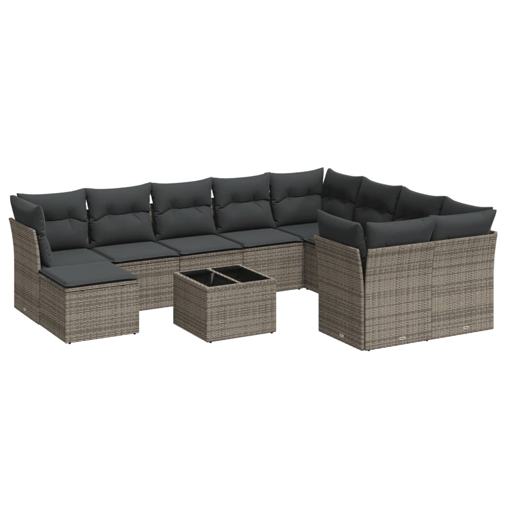 vidaXL 11-delige Loungeset met kussens poly rattan zwart