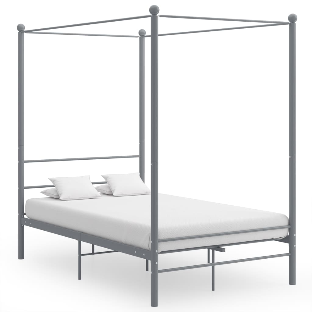 vidaXL Four-poster Bed Frame Metal Black 120x200 cm