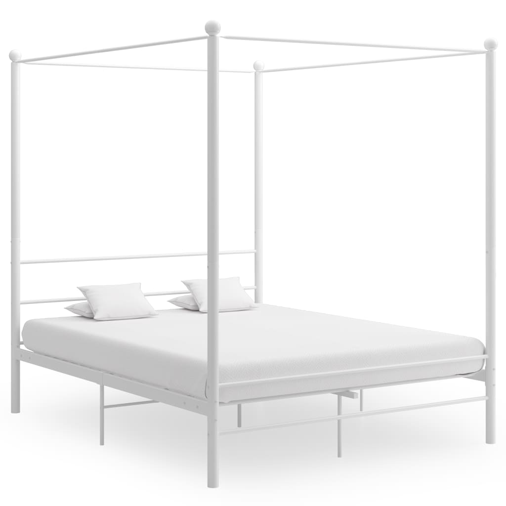 vidaXL Four-poster Bed Frame Metal Black 120x200 cm