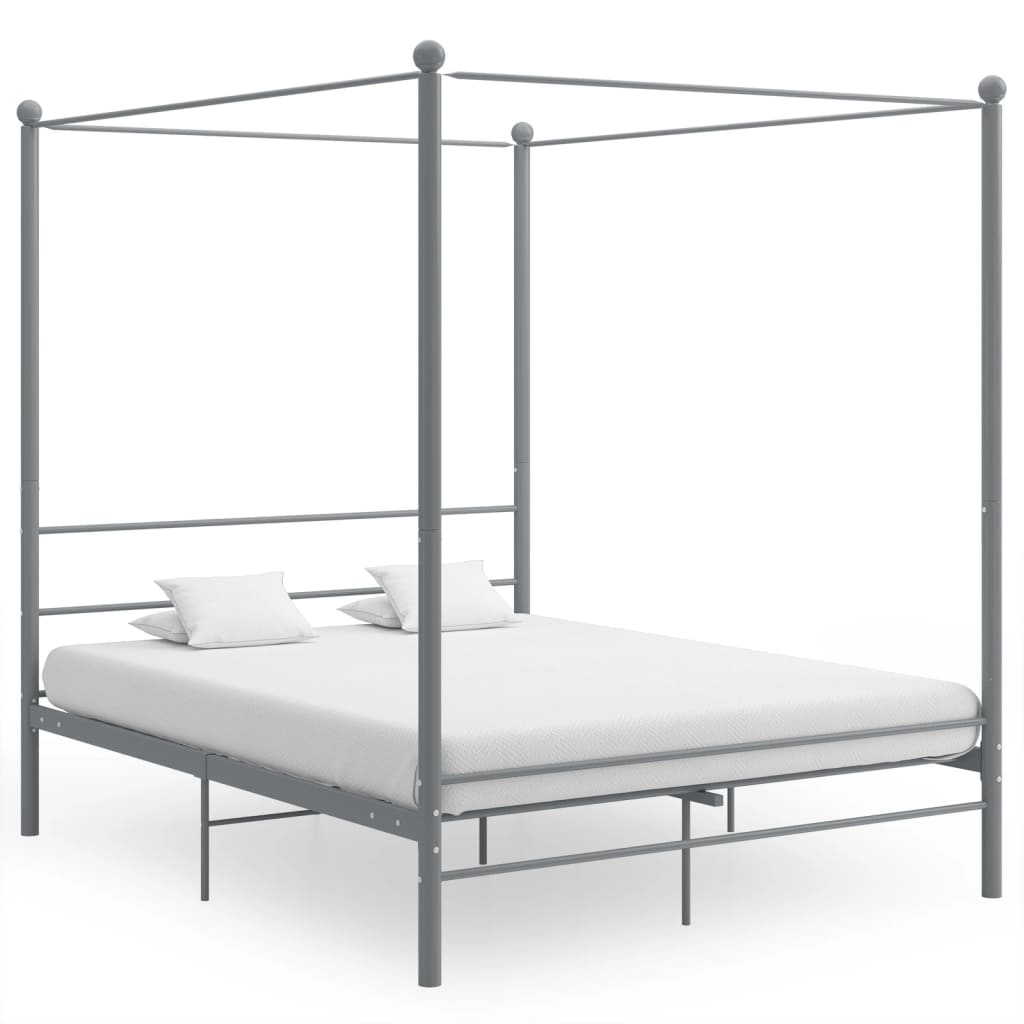 vidaXL Four-poster Bed Frame Metal Black 120x200 cm