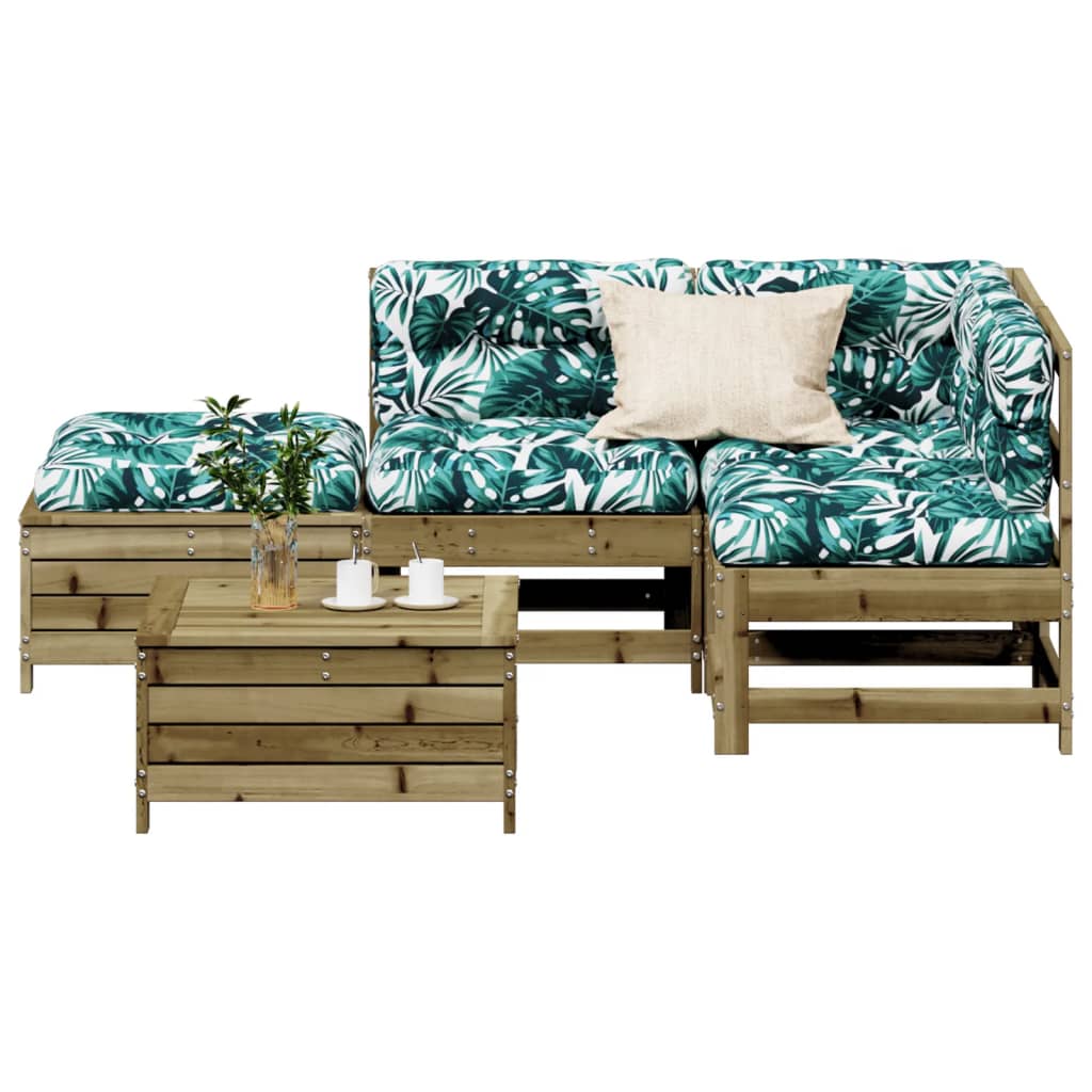 vidaXL 5-Piece Lounge Set with Cushions Solid Pine Wood