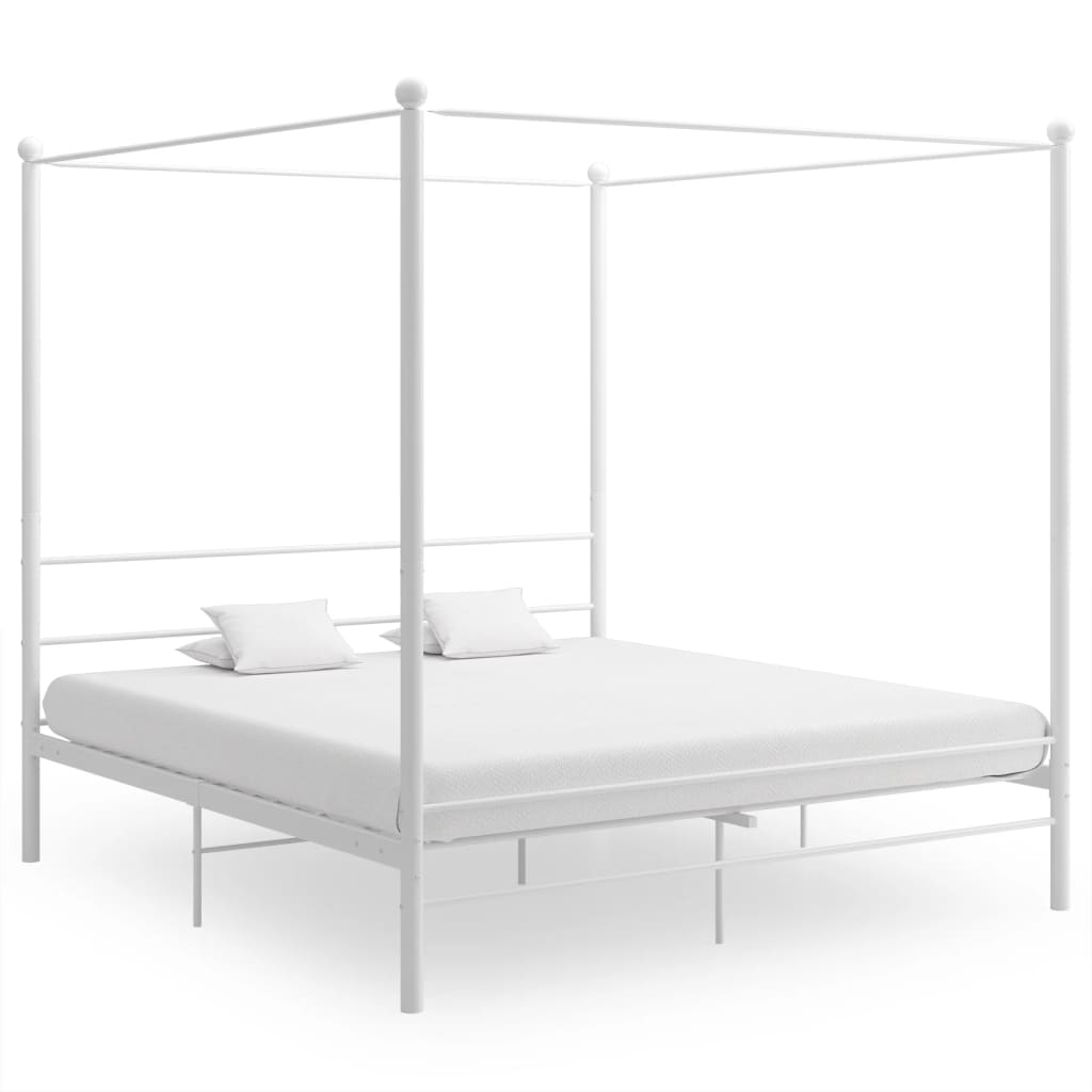 vidaXL Four-poster Bed Frame Metal Black 120x200 cm