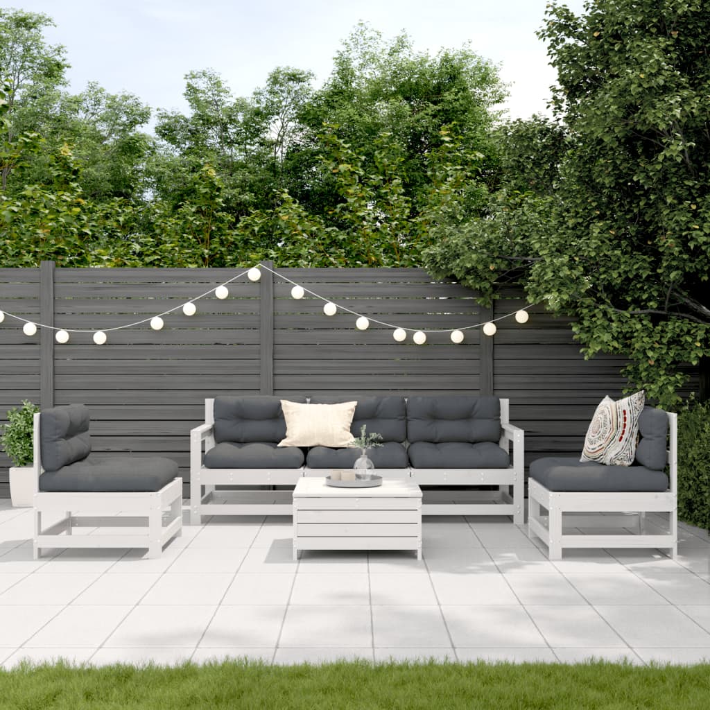 vidaXL 6-Piece Lounge Set with Cushions Solid Pine Wood