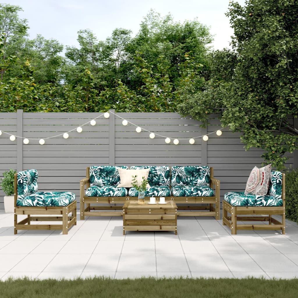 vidaXL 6-Piece Lounge Set with Cushions Solid Pine Wood