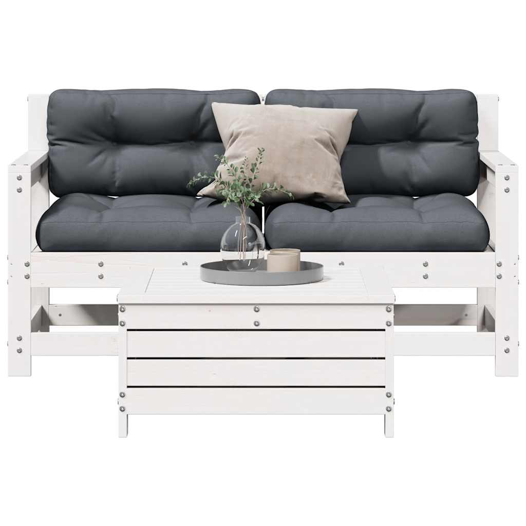 vidaXL 3-delige Loungeset met kussens massief grenenhout