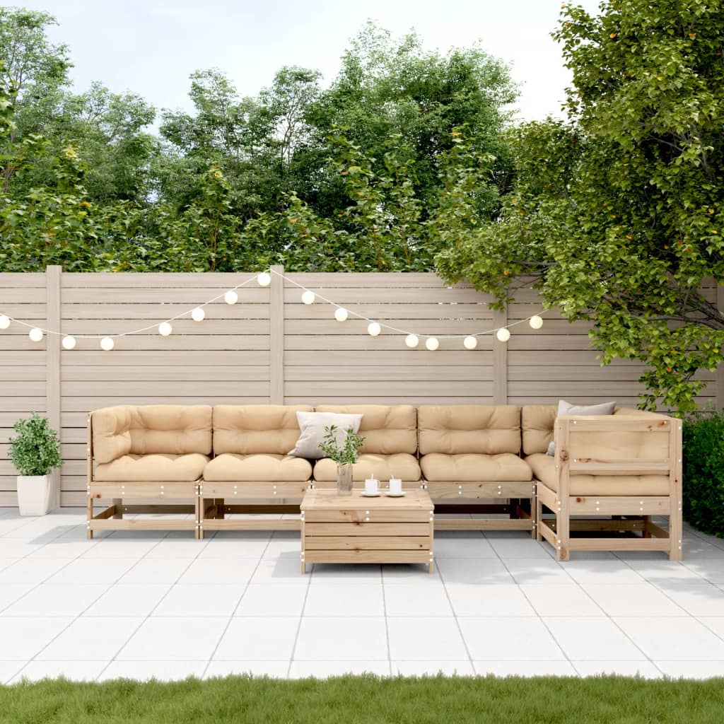 vidaXL 7-Piece Lounge Set with Cushions Solid Pine Wood