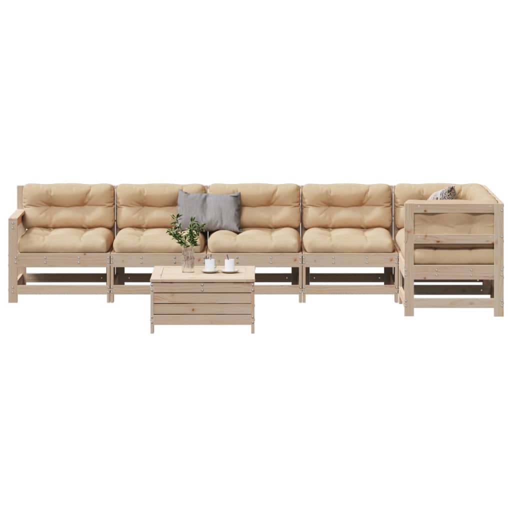 vidaXL 7-Piece Lounge Set with Cushions Solid Pine Wood