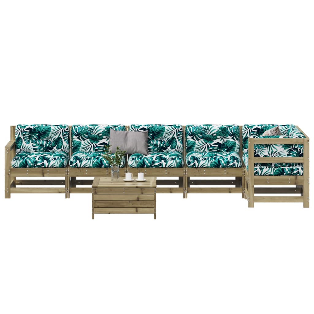 vidaXL 7-Piece Lounge Set with Cushions Solid Pine Wood
