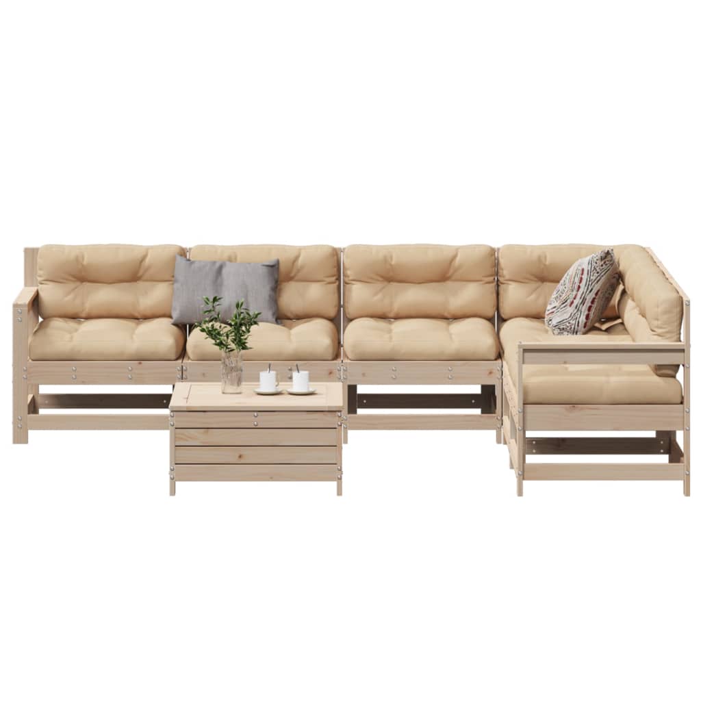 vidaXL 7-Piece Lounge Set with Cushions Solid Pine Wood