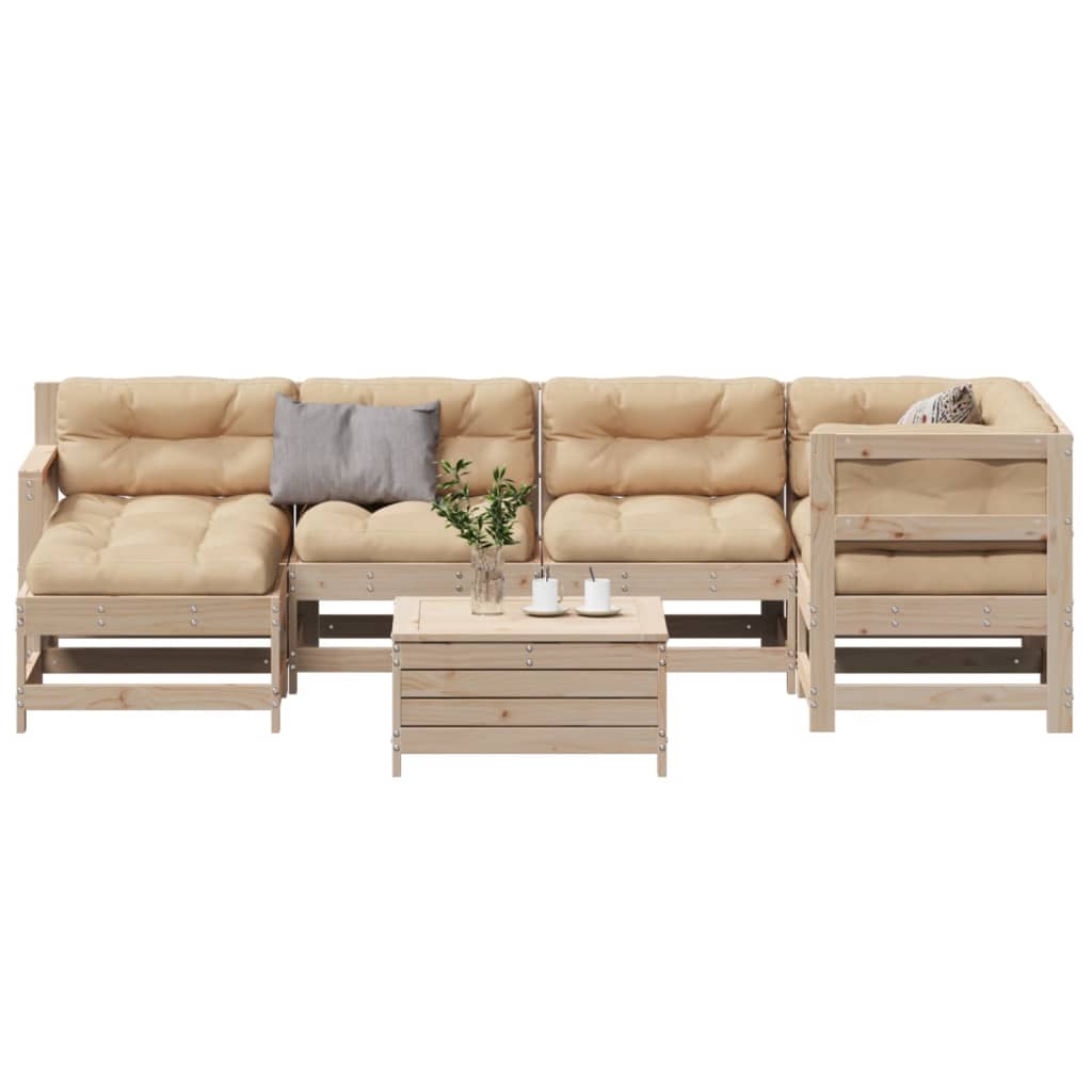 vidaXL 7-Piece Lounge Set with Cushions Solid Pine Wood