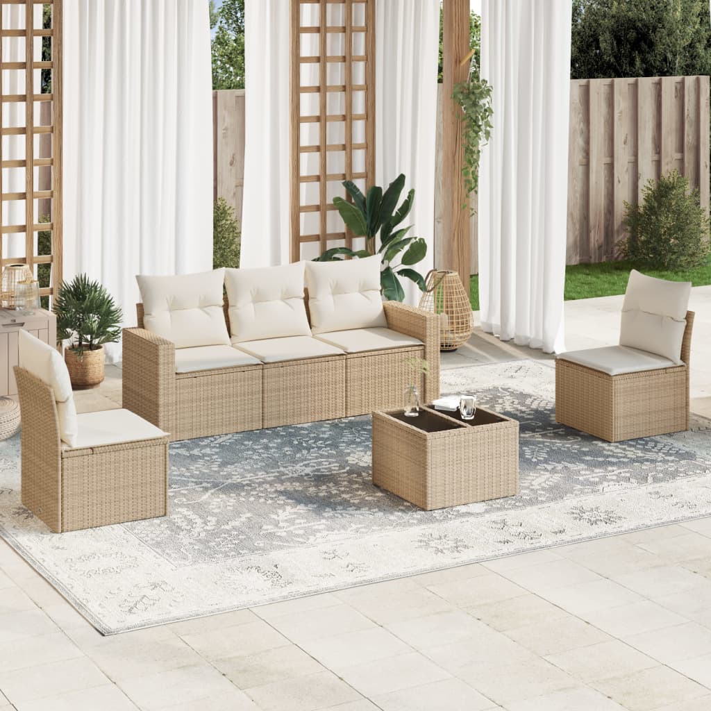 vidaXL 5-delige Loungeset met kussens poly rattan zwart