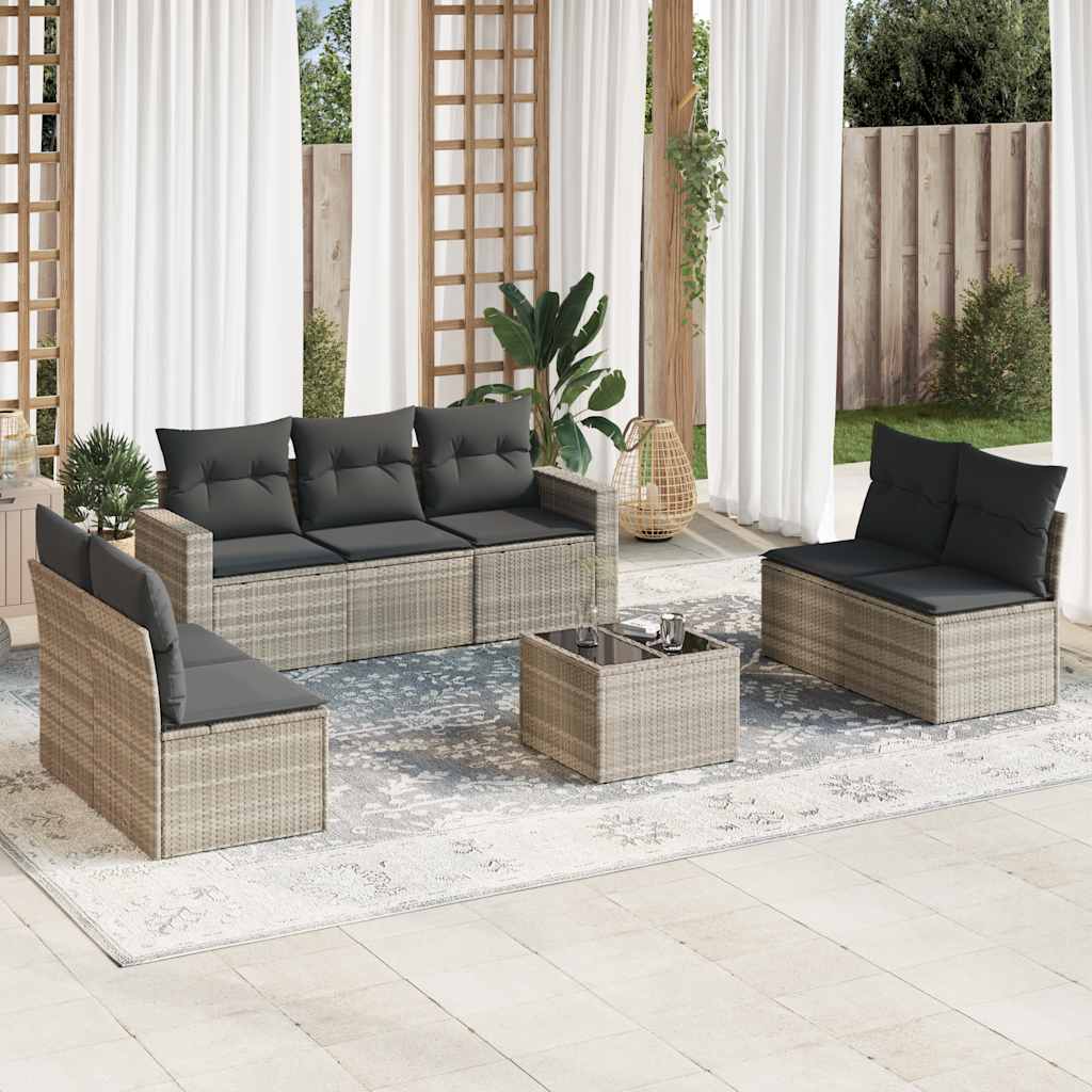 vidaXL 7-delige Loungeset met kussens poly rattan zwart