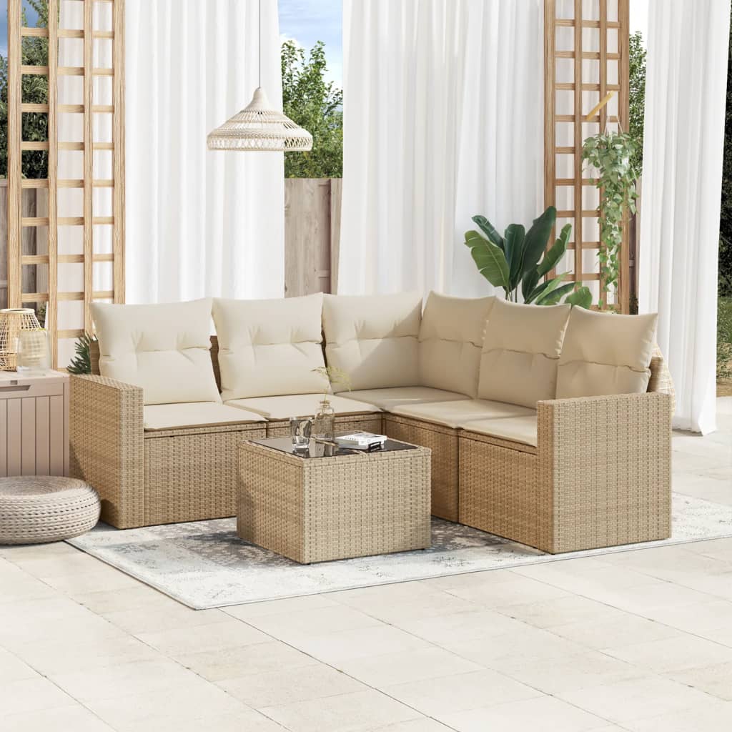 vidaXL 5-delige Loungeset met kussens poly rattan zwart