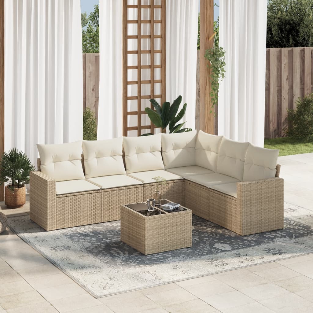 vidaXL 6-delige Loungeset met kussens poly rattan zwart