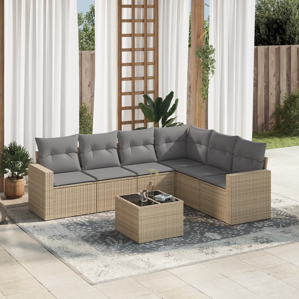 vidaXL 6-delige Loungeset met kussens poly rattan zwart