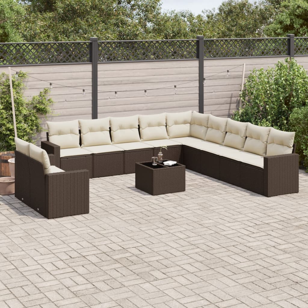 vidaXL 11-delige Loungeset met kussens poly rattan zwart