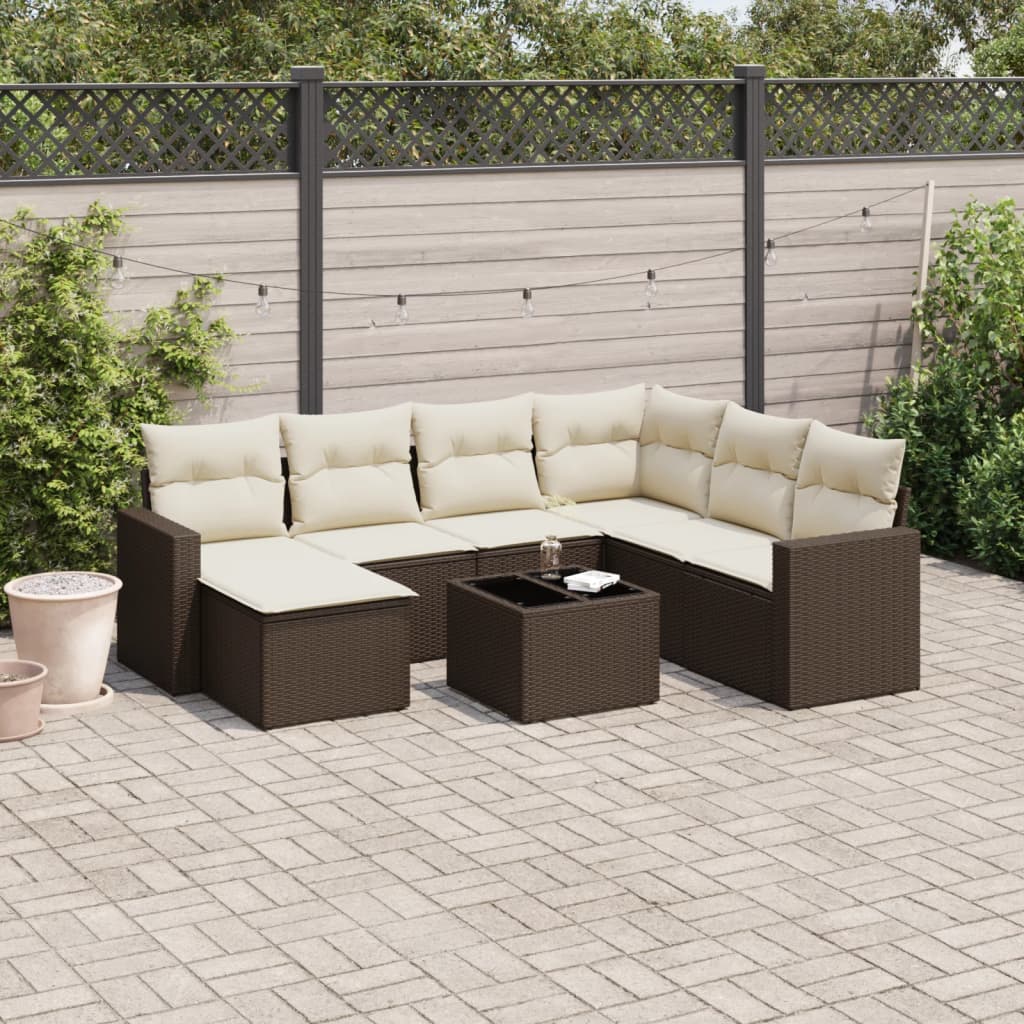vidaXL 7-delige Loungeset met kussens poly rattan zwart