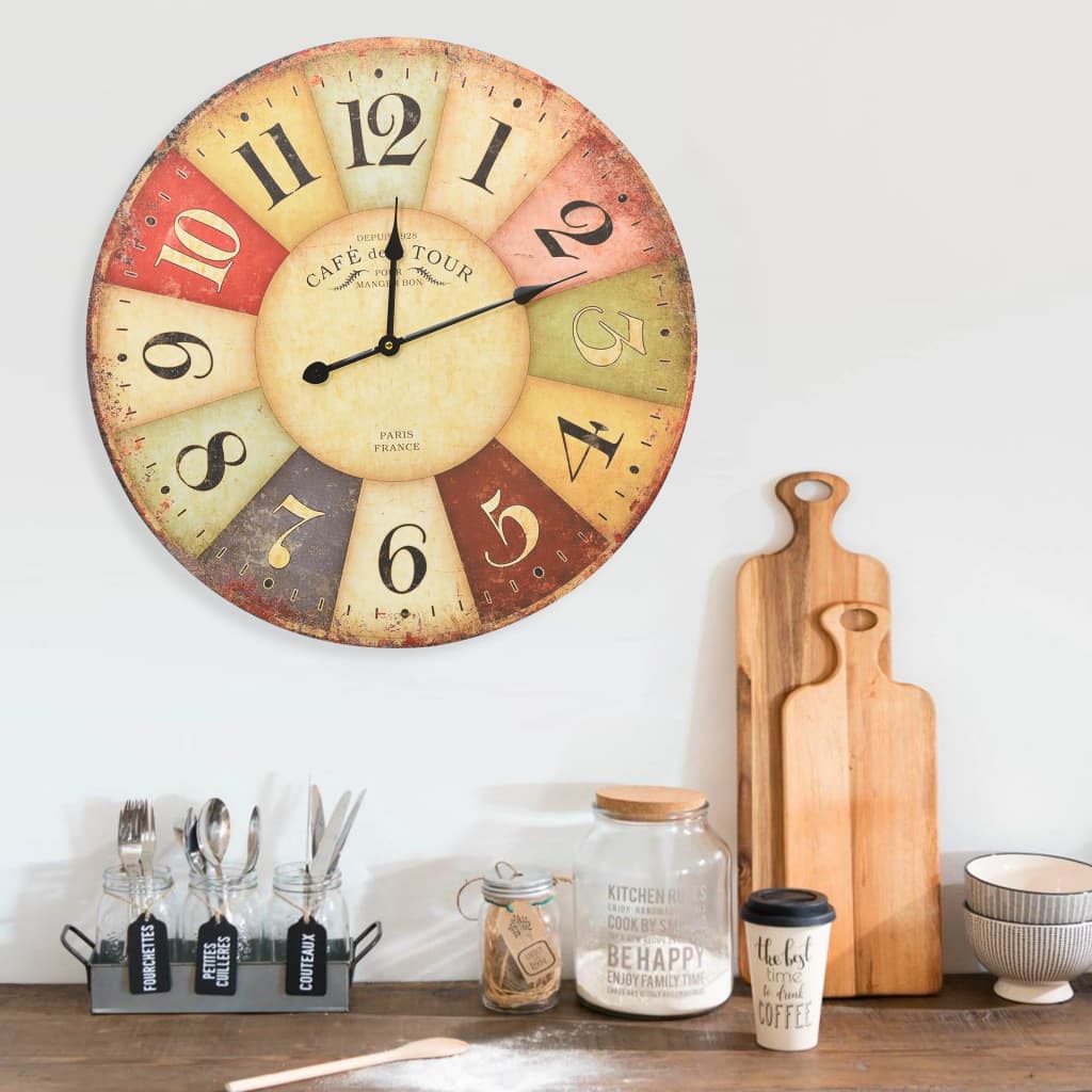 vidaXL Wandklok vintage stijl 60 cm bloemen