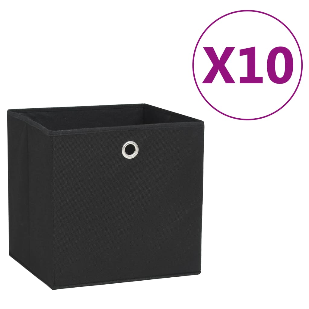 vidaXL Opbergboxen 4 st 28x28x28 cm nonwoven stof zwart