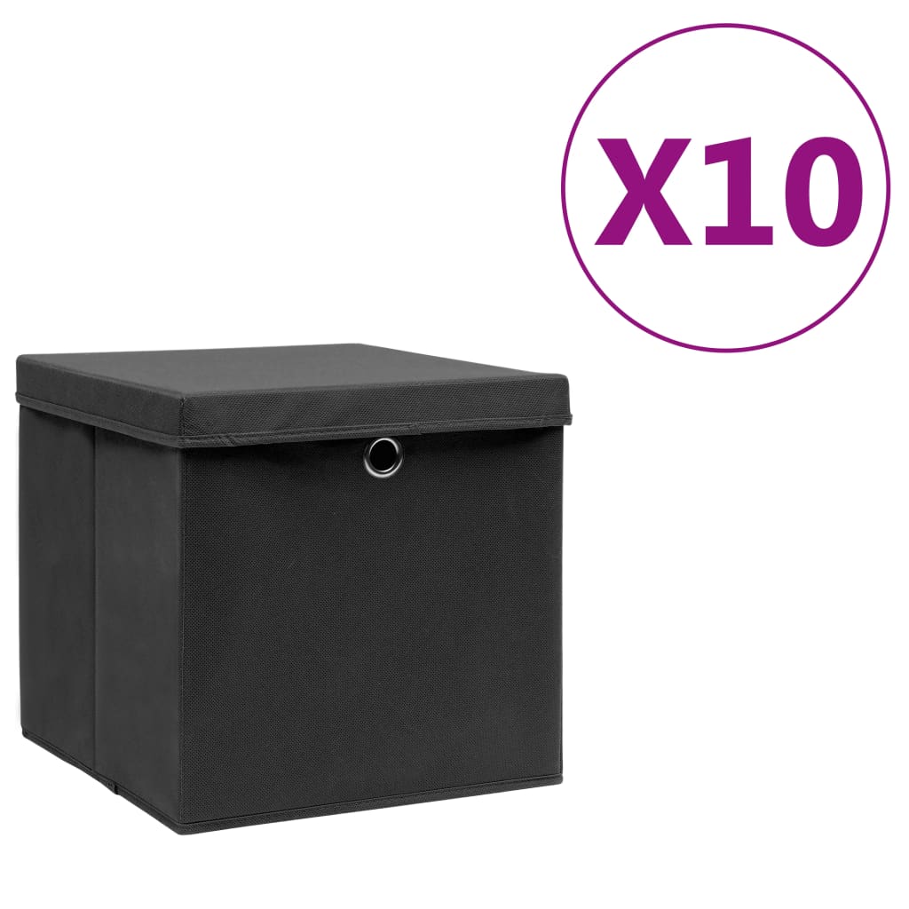 vidaXL Opbergboxen 4 st 28x28x28 cm nonwoven stof zwart