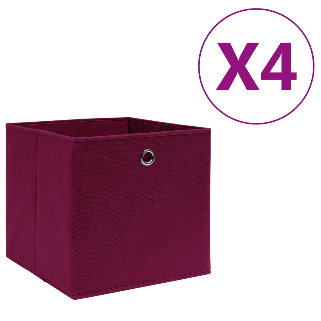 vidaXL Opbergboxen 4 st 28x28x28 cm nonwoven stof zwart