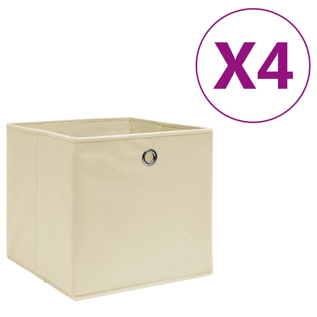 vidaXL Opbergboxen 4 st 28x28x28 cm nonwoven stof zwart