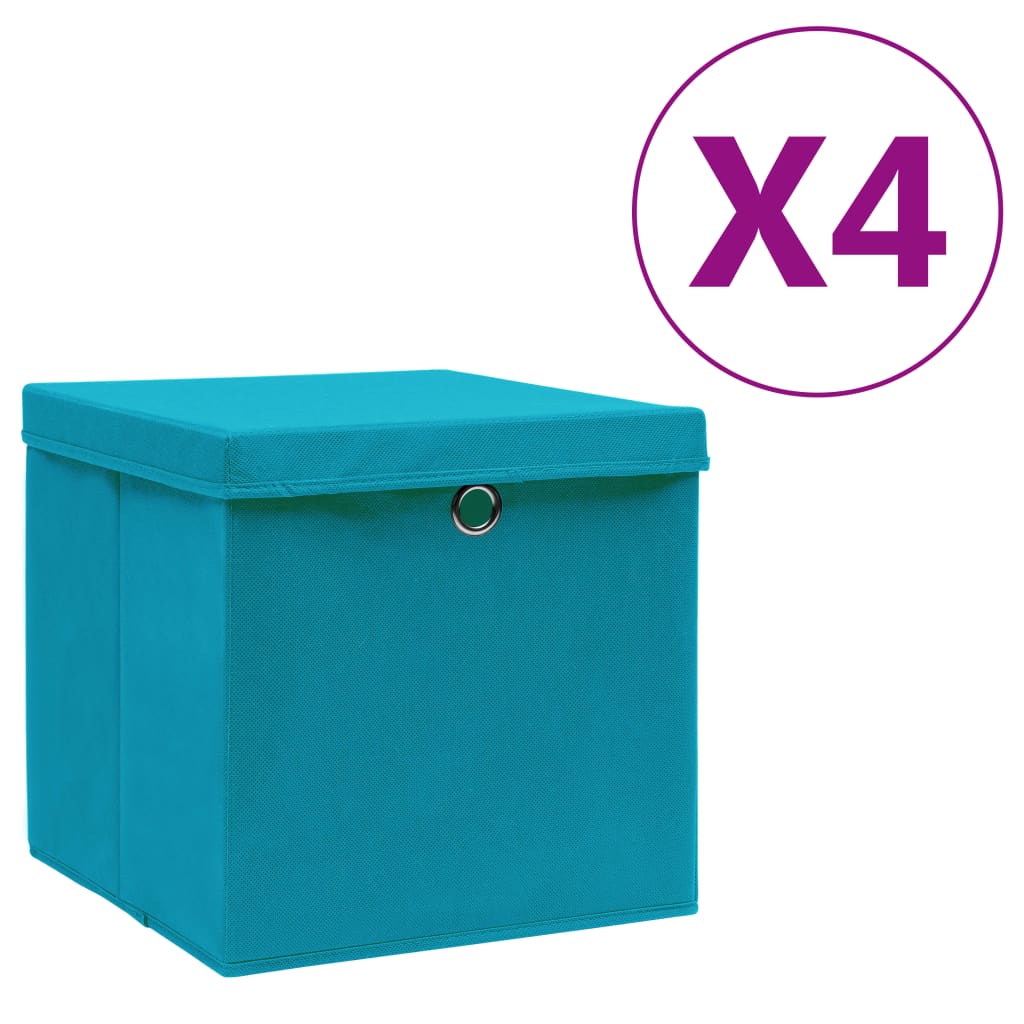 vidaXL Opbergboxen 4 st 28x28x28 cm nonwoven stof zwart