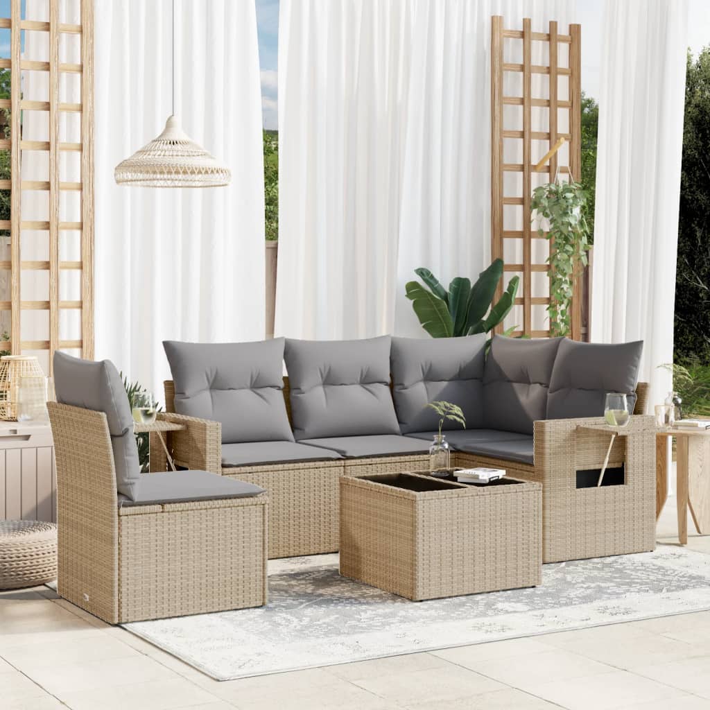 vidaXL 5-piece Lounge Set with Cushions Poly Rattan Black