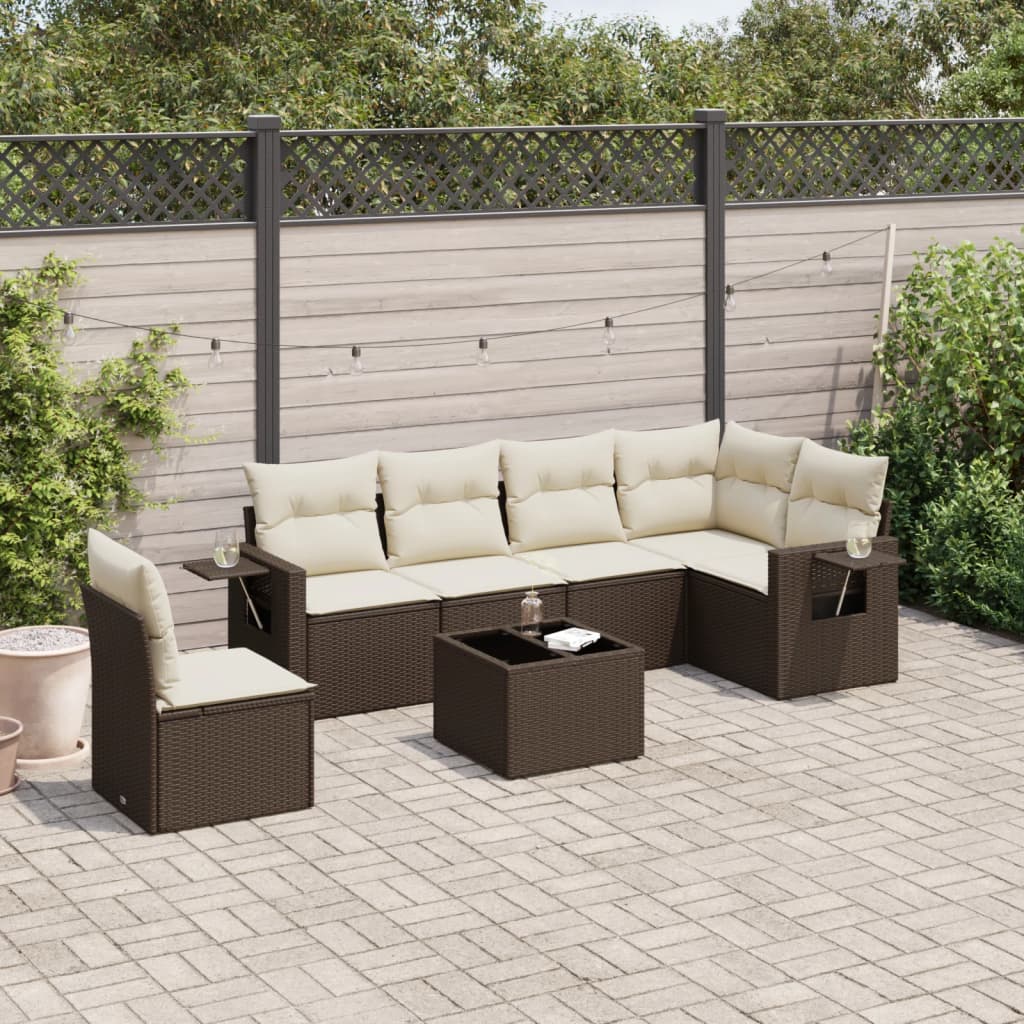 vidaXL 6-delige Loungeset met kussens poly rattan zwart