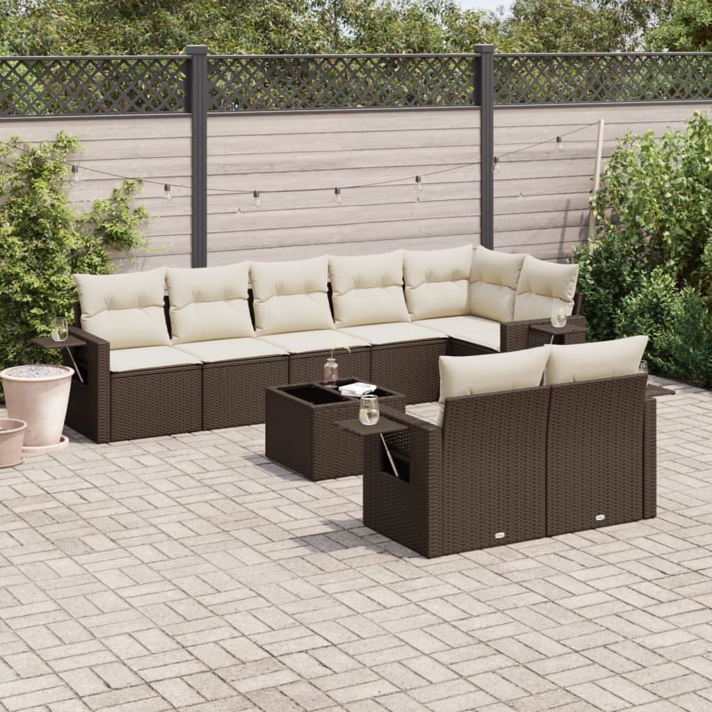 vidaXL 8-delige Loungeset met kussens poly rattan zwart
