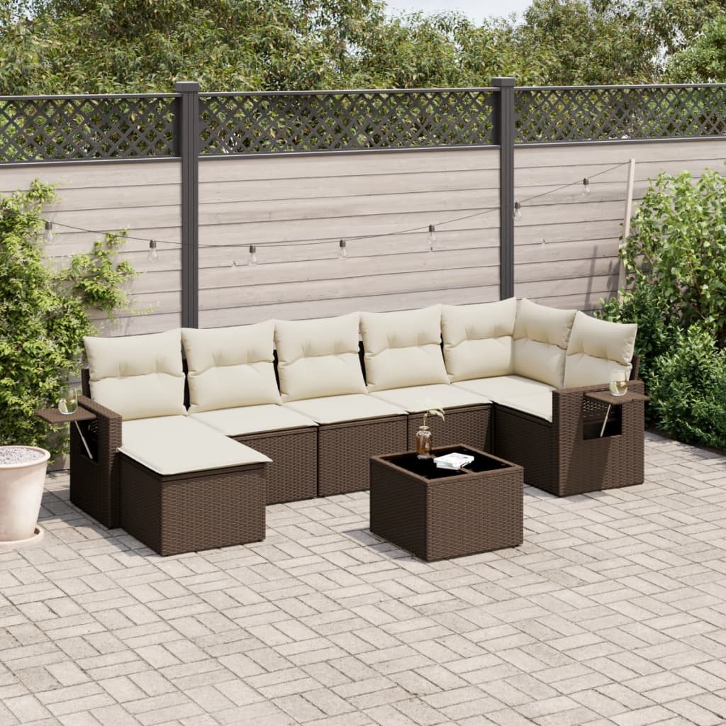 vidaXL 7-delige Loungeset met kussens poly rattan zwart