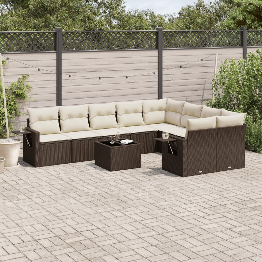 vidaXL 9-delige Loungeset met kussens poly rattan zwart