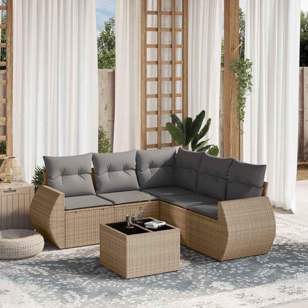 vidaXL 5-delige Loungeset met kussens poly rattan zwart