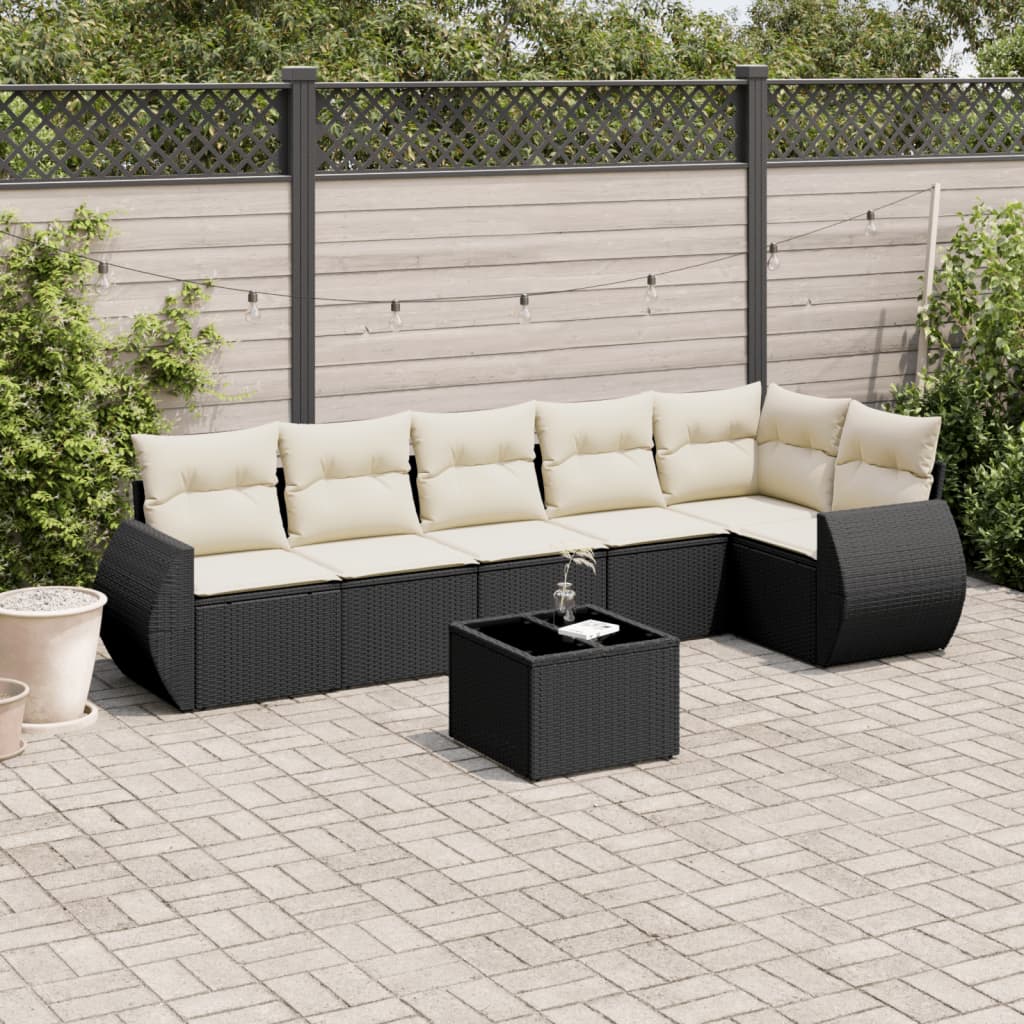 vidaXL 6-piece Lounge Set with Cushions Poly Rattan Black