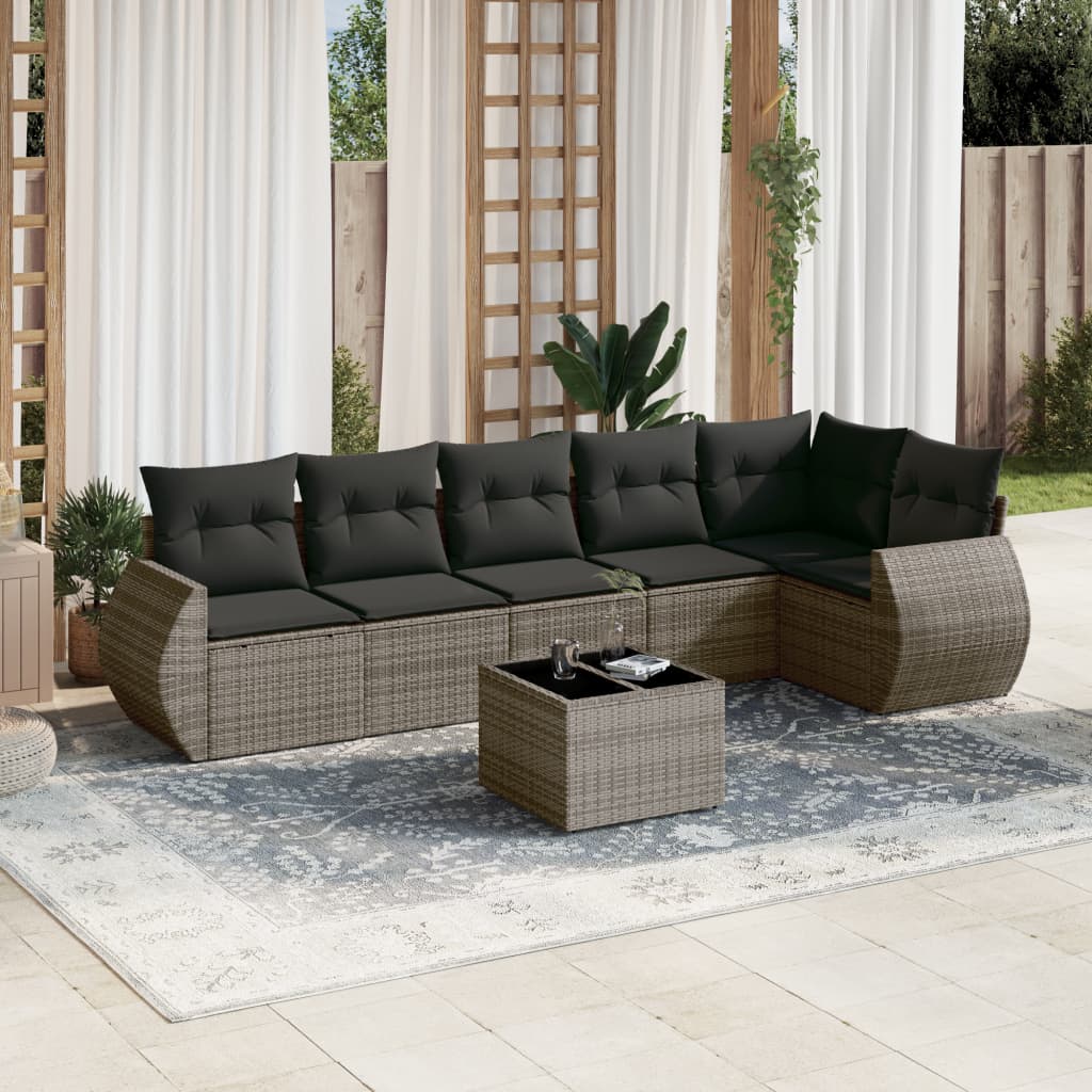 vidaXL 6-piece Lounge Set with Cushions Poly Rattan Black