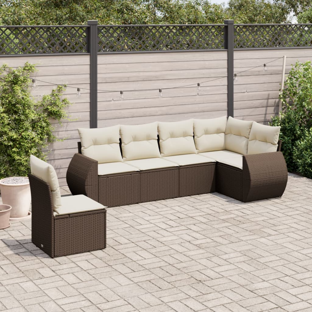vidaXL 6-Piece Lounge Set with Cushions Poly Rattan Black