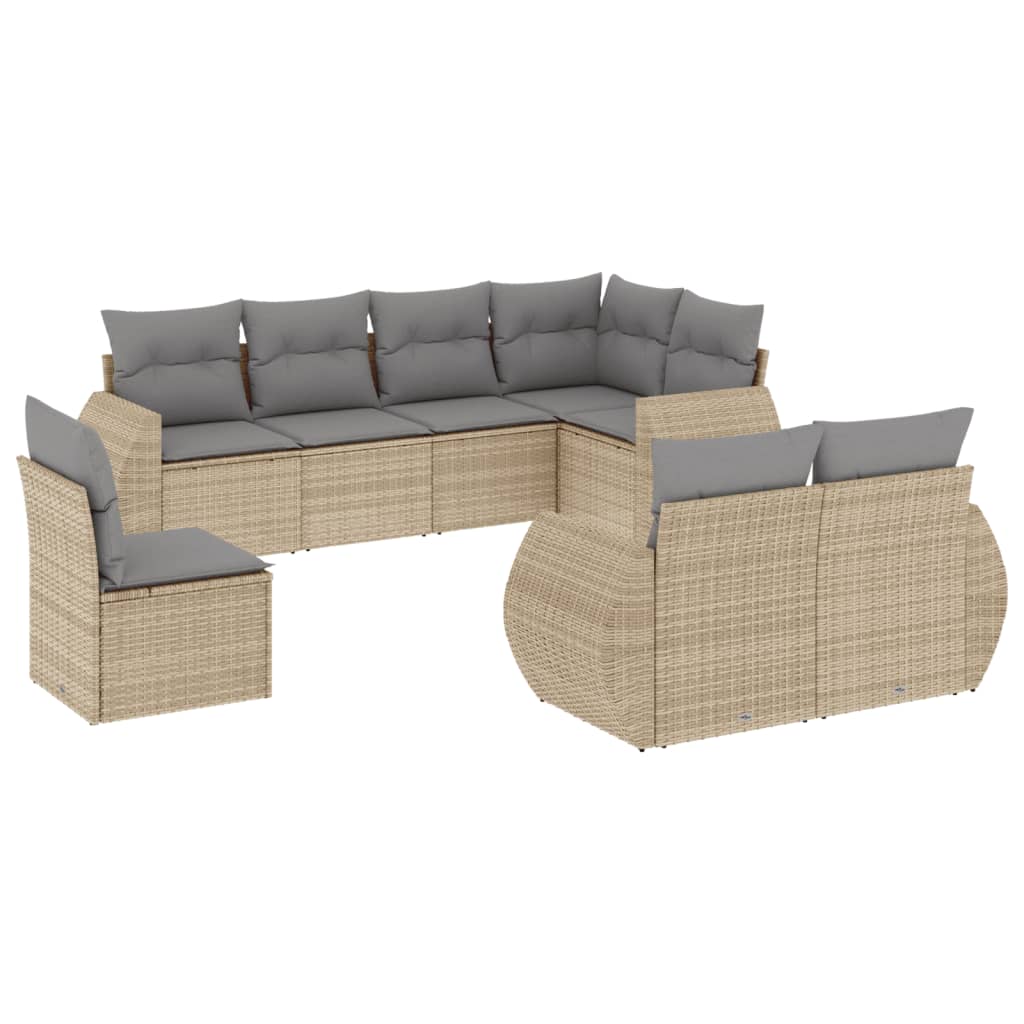 vidaXL 8-piece Lounge Set with Cushions Poly Rattan Black