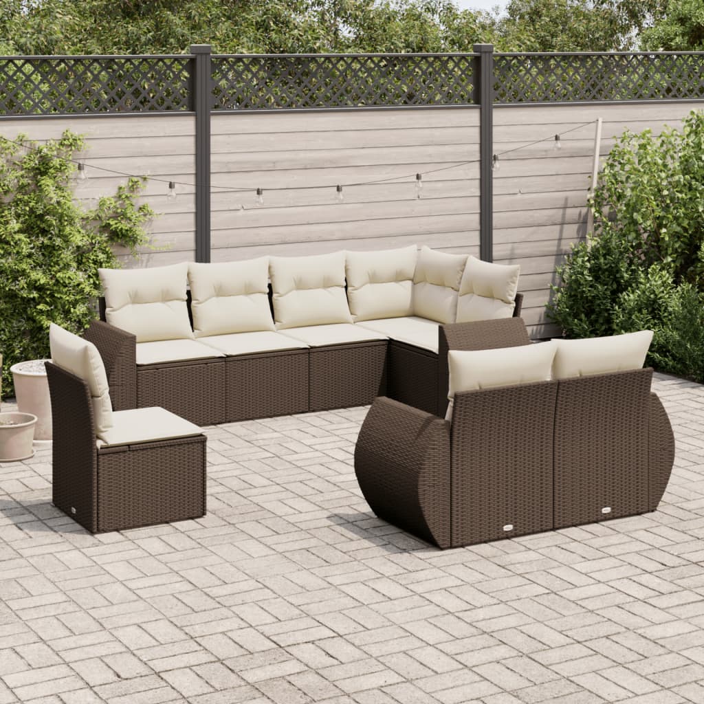 vidaXL 8-piece Lounge Set with Cushions Poly Rattan Black