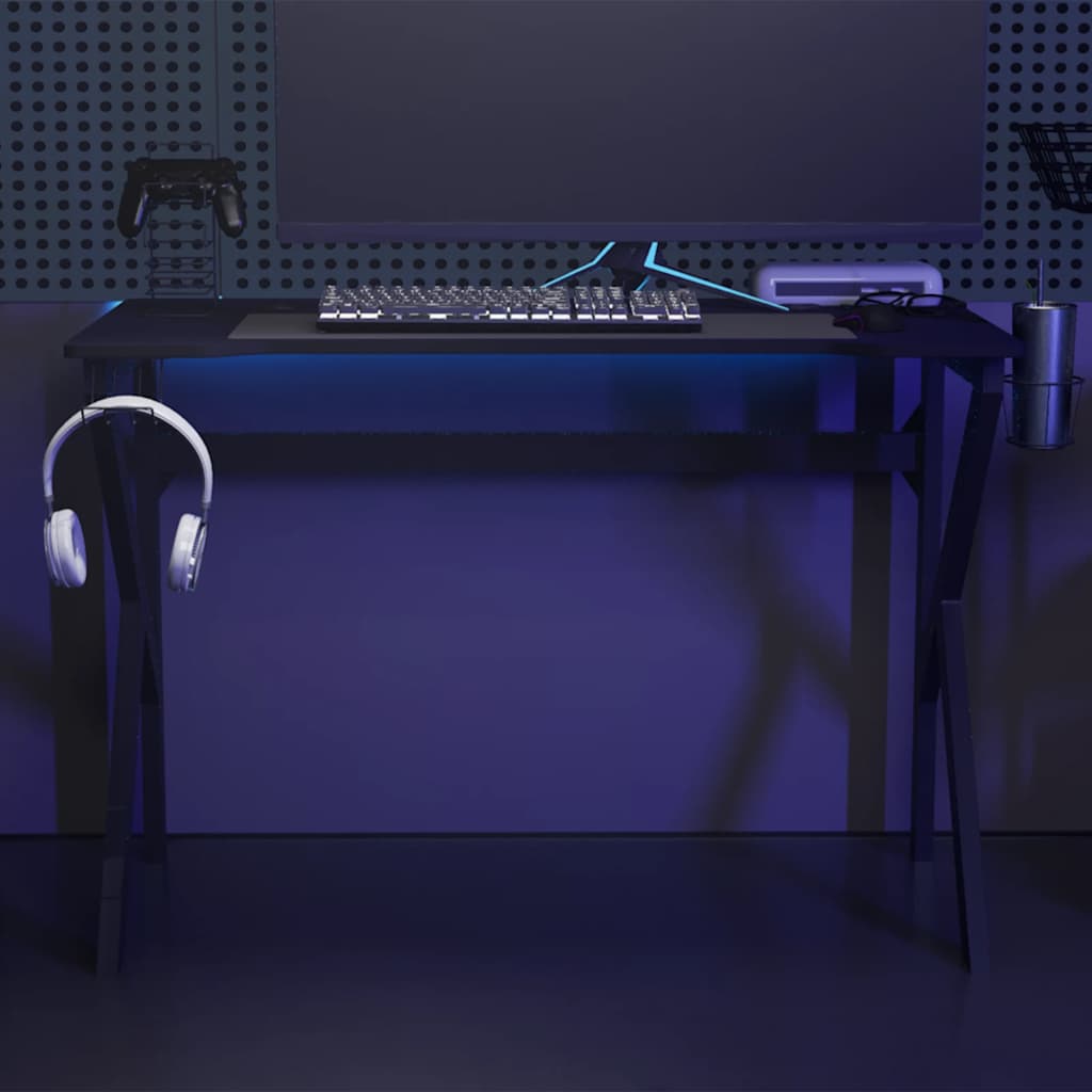 vidaXL Gamingbureau met K-vormige poten 90x60x75 cm zwart